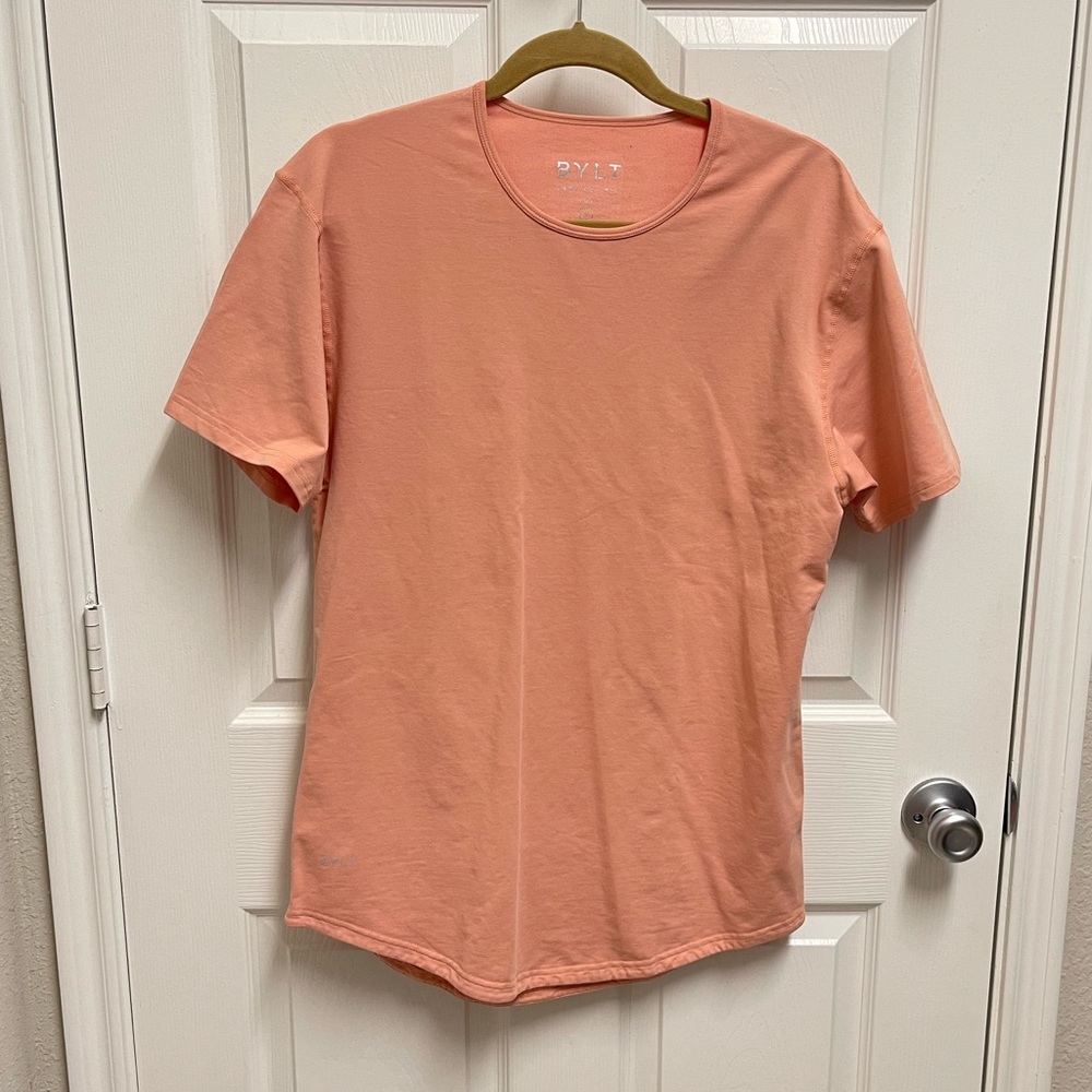 BYLT Peach Drop Cut Short Sleeve Top